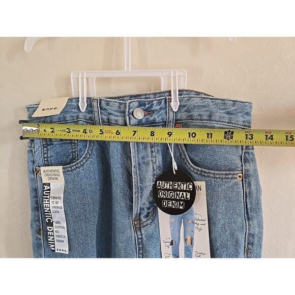 SONG Classic Mom Blue Jeans with Holes size 5,27 24 inseam - Picture 11 of 12